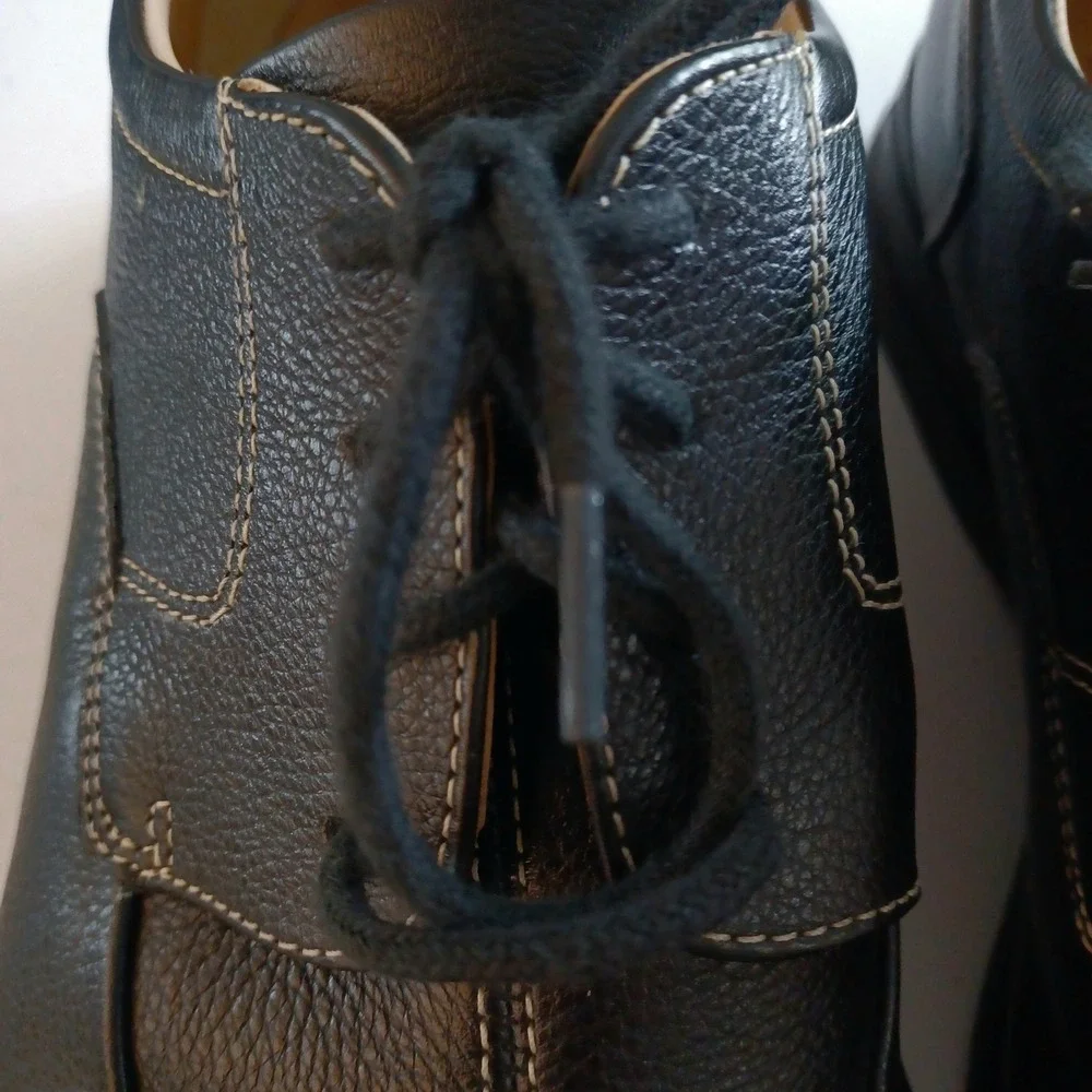 Johnston & Murphy Mens Black Pebbled Leather Split Toe Oxfords 20-7222 Size 12 M